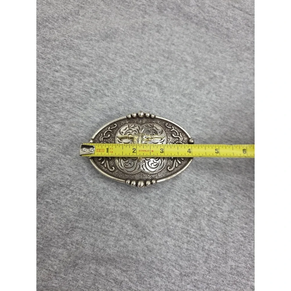 Vintage Longhorn Steer Silver Gold Southwestern Belt Buckle